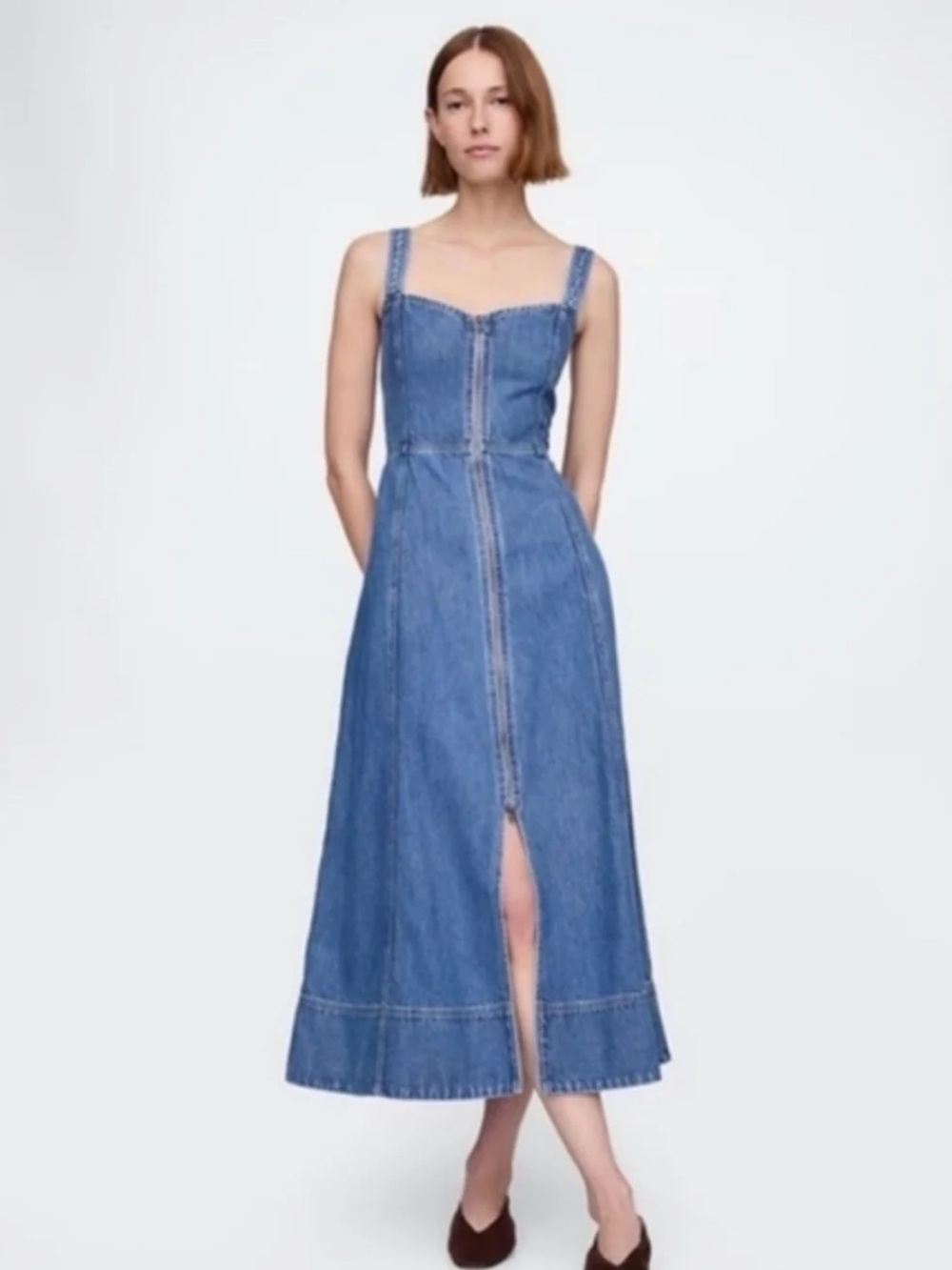 Gap Women’s UltraSoft Denim Maxi Dress size XXL Boho Chic